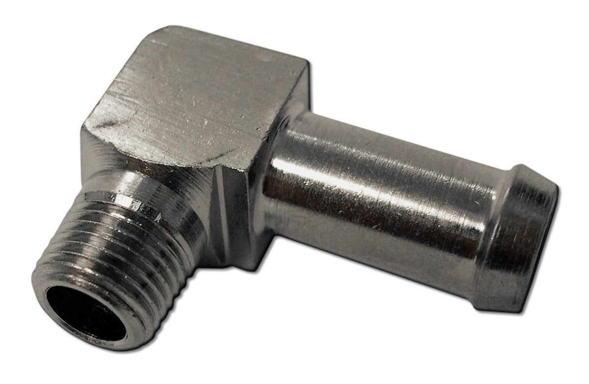 Adapter Fitting - 1/8" NPT Male to 3/8" Push-On Barb - 90º Elbow